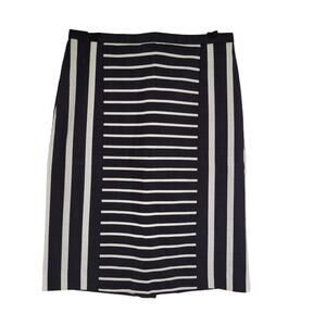 J Crew No 2 Pencil Skirt Womens 0P Black White Stripe Classic Minimal Office